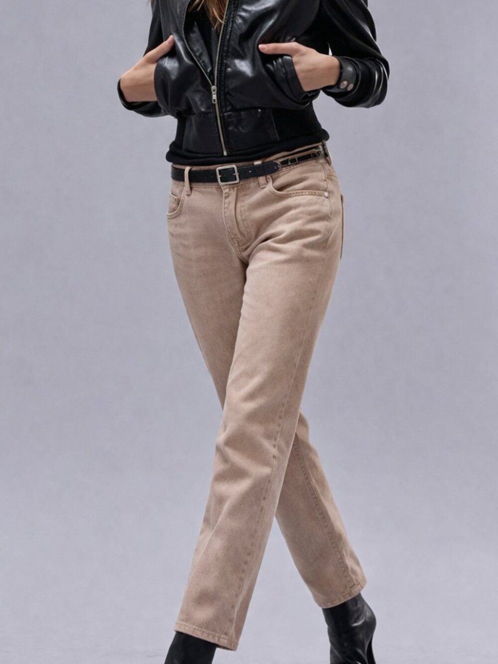 Cotton Khaki coloured Jeggings by Marks and Spencer, front and back pockets